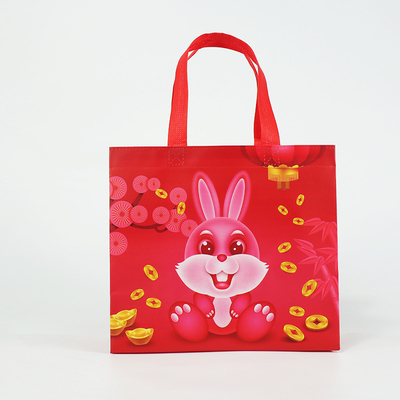 Benutzerdefinierte wiederverwendbare Taschen drucken Kaninchen Cartoon Polypropylen gewebtes PP laminiert