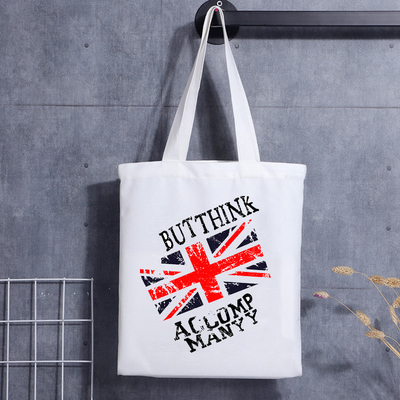 Custom Print Canvas Schultertasche Cartoon Letter Print Einkaufstasche aus Baumwolle