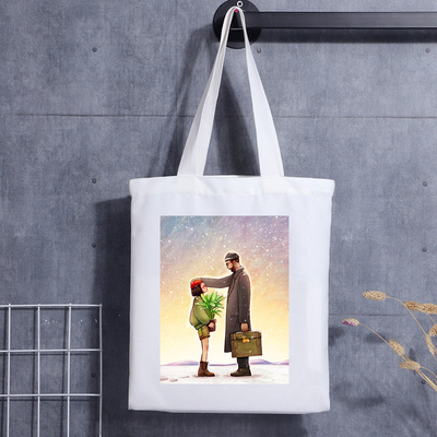 Custom Print Canvas Schultertasche Cartoon Letter Print Einkaufstasche aus Baumwolle