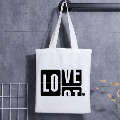 Custom Print Canvas Schultertasche Cartoon Letter Print Einkaufstasche aus Baumwolle