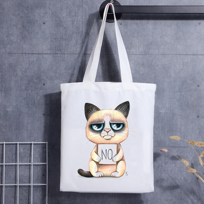 Kundenspezifische Hundegeschenk-Tasche Cat Face Blank Shoulder Canvas Tote Bag With Logo Handbag