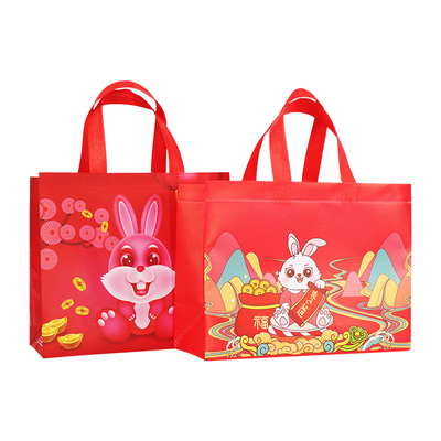 Logo Printed Rabbit Year Gift sacken nicht gesponnenes Einkaufstasche-kundenspezifisches biologisch abbaubares ein
