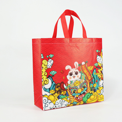 Geschenk-neue Jahr-nicht gesponnene Taschen mit Druck-Logo Reusable Tote Cartoon Shopping-Taschen