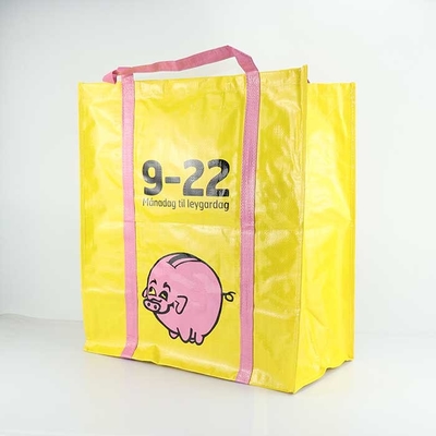 Das behandelte Polypropylen, das wiederverwendbare Taschen näht, färben 105Gsm lamellierte gelb